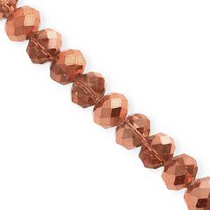 Perline sfaccettate 12x9mm rondella oro rosa-effetto perlato
