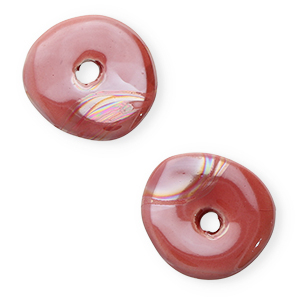 Perline di ceramica greca DQ donut rosa magenta nebbia