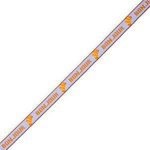 BY31&reg; Nastro con testo "Bonjour" blu lavanda-arancione-marrone