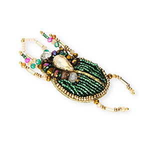 Spille scarabeo oro-verde-trasparente-rosa