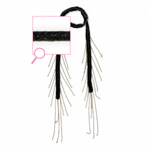 Choker in organza con perline di vetro nero-oro