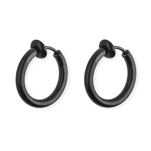 Orecchini in acciaio inossidabile a cerchio&nbsp;clip nero