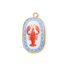 Ciondoli di ceramica ovale con cancro oro-bianco-blu-rosso