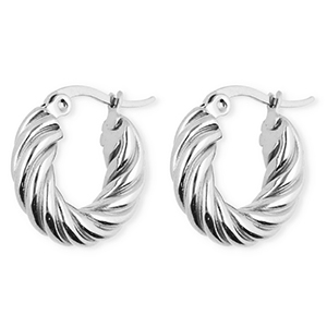 BY31&reg; Orecchini in acciaio inossidabil a cerchio spirale argento