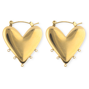 BY31&reg; Componenti in acciaio inossidabile orecchini cuore con 5 anellini oro