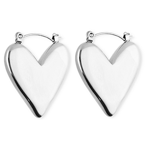 BY31&reg; Orecchini in acciaio inossidabil a cerchio cuore argento