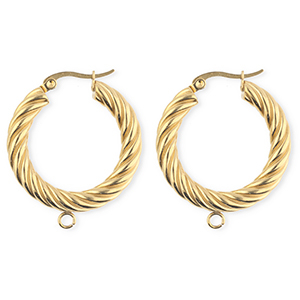 BY31&reg; Componenti in acciaio inossidabile orecchini spirale con anellino oro