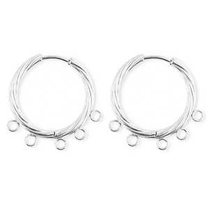 BY31&reg; Componenti in acciaio inossidabile orecchini spirale con 5 anellini argento