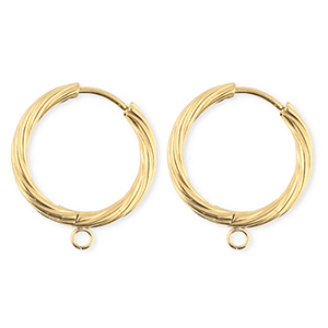 BY31&reg; Componenti in acciaio inossidabile orecchini spirale con anellino oro