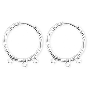 BY31&reg; Componenti in acciaio inossidabile orecchini spirale con 3 anellini argento