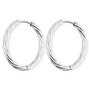 BY31&reg; Orecchini in acciaio inossidabil a cerchio spirale argento