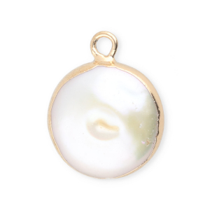 Perle di acqua dolce imperfette ciondolo rotondo oro-bianco naturale