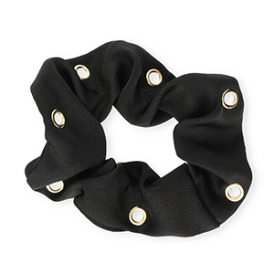 Elastici per capelli setoso con anellini nero-oro