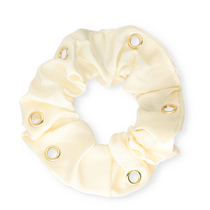 Elastici per capelli setoso con anellini beige-oro