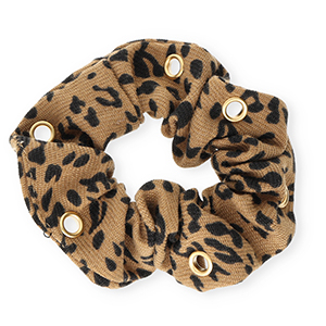 Elastici per capelli stampa leopardo con anellini marrone delicato-nero-oro