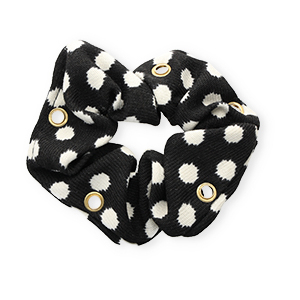 Elastici per capelli a pois con anellini nero-bianco-oro