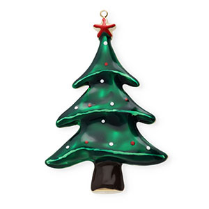 Ciondoli in acciaio inossidabile con smalto albero di Natale oro-verde scuro-marrone-rosso-bianco