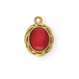 Ciondoli in acciaio inossidabile con smalto ovale Oro-rosso