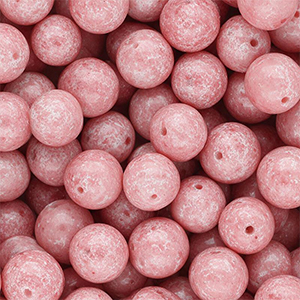 Perline di vetro 12mm rosa vintage-bianco