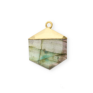 Ciondoli in pietra naturale Labradorite esagono grigio-oro