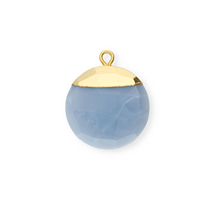 Ciondoli in pietra naturale Calcedonio tonda blu denim-oro