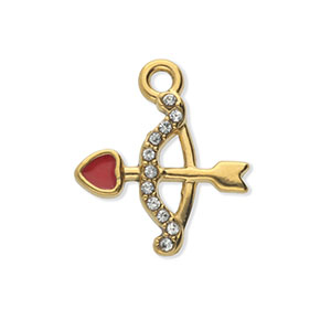 Ciondoli in acciaio inossidabile con strass arco e freccia oro-cristallo-rosso