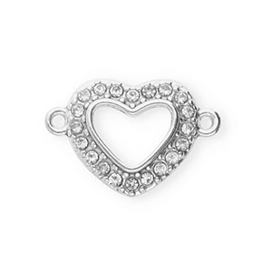 Componenti in acciaio inossidabile distanziatore con strass cuore argento-cristallo