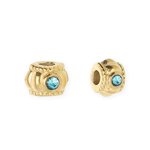 Perline in acciaio inossidabile anello con strass 6mm oro-blu