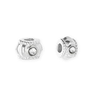 Perline in acciaio inossidabile anello con strass 6mm argento-cristallo