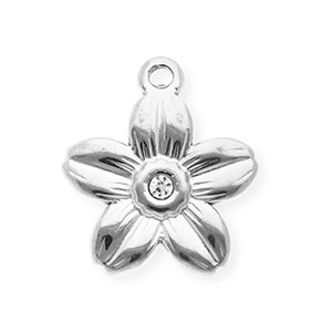 Ciondoli in acciaio inossidabile con strass fiore argento-cristallo