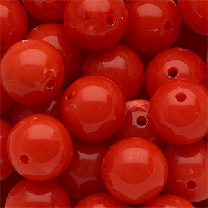 Perline in acrilico 14 mm tonda rosso-bianco marmo