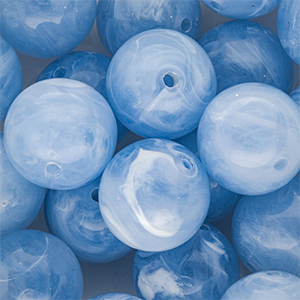 Perline in acrilico 18 mm tonda blu chiaro-bianco marmo