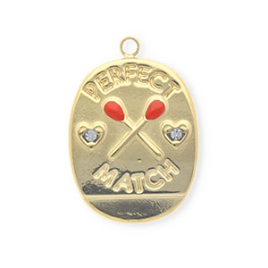 Ciondoli in acciaio inossidabile ovale "perfect match" oro-rosso