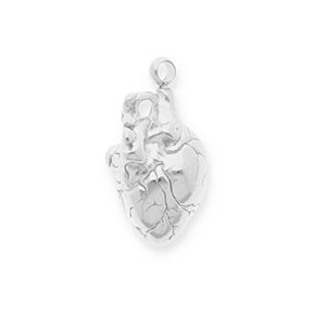 Ciondoli in acciaio inossidabile a forma di cuore anatomico argento