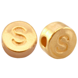 Perline alfabeto di metallo DQ con disegno lettera S oro (privo di nichel)