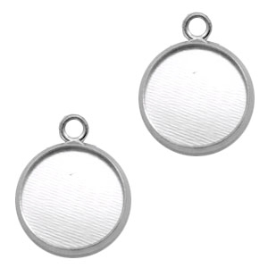 Castoni di metallo con anellino per cabochon 12 mm argento antico