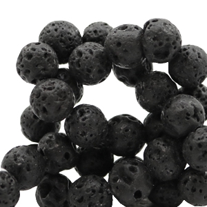 Perline in pietra naturale 8 mm pietra lavica opaca nero
