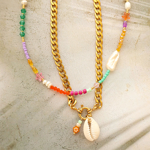 Idea creativa con perline sfaccettate bicono e tubo