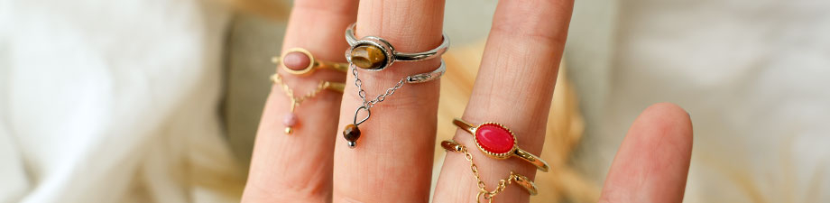 Anelli in acciaio inossidabile con pietra naturale Anelli in acciaio inossidabile con pietra naturale