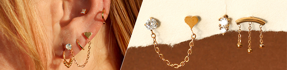 NUOVISSIMI! Piercing per orecchio in acciaio inox NUOVISSIMI! Piercing per orecchio in acciaio inox